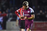 18 April 2022; Dane Massey of Drogheda United celebrates at the final whistle of the SSE Airtricity League Premier Division match between Drogheda United and Derry City at Head in the Game Park in Drogheda, Louth. Photo by Ben McShane/Sportsfile