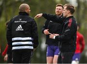19 April 2022; Mike Haley, right, and Simon Zebo during a Munster rugby squad training session at the University of Limerick in Limerick. Photo by Brendan Moran/Sportsfile