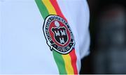 18 April 2022; A detailed view of the Bohemians crest on their jersey during the SSE Airtricity League Premier Division match between Shelbourne and Bohemians at Tolka Park in Dublin. Photo by Stephen McCarthy/Sportsfile