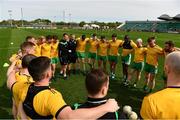 17 April 2022; London manager Michael Maher gives a team talk before the Connacht GAA Football Senior Championship Quarter-Final match between London and Leitrim at McGovern Park in Ruislip, London, England. Photo by Sam Barnes/Sportsfile