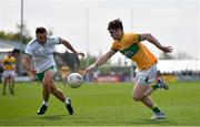 17 April 2022; Ryan O'Rourke of Leitrim in action against Eoin Walsh of London during the Connacht GAA Football Senior Championship Quarter-Final match between London and Leitrim at McGovern Park in Ruislip, London, England. Photo by Sam Barnes/Sportsfile