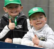 17 April 2022; Limerick supporters Lincon Browne, six years and Colm Morrisey, 5, from Rathban, during the Munster GAA Hurling Senior Championship Round 1 match between Cork and Limerick at Páirc Uí Chaoimh in Cork. Photo by Ray McManus/Sportsfile