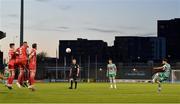 18 April 2022; Danny Mandroiu of Shamrock Rovers takes a free kick during the SSE Airtricity League Premier Division match between Shamrock Rovers and Dundalk at Tallaght Stadium in Dublin.  Photo by Eóin Noonan/Sportsfile