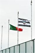 20 April 2022; The flags of Sligo and Mayo  before the EirGrid Connacht GAA Football Under 20 Championship Final match between Mayo and Sligo at Markievicz Park in Sligo. Photo by Sam Barnes/Sportsfile