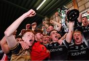 20 April 2022; Sligo captain Jack Lavin, second from right, and team-mates celebrate with the cup after the EirGrid Connacht GAA Football Under 20 Championship Final match between Mayo and Sligo at Markievicz Park in Sligo. Photo by Sam Barnes/Sportsfile