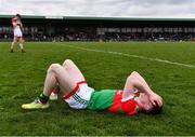 20 April 2022; Sean Morahan of Mayo dejected after his side's defeat in the EirGrid Connacht GAA Football Under 20 Championship Final match between Mayo and Sligo at Markievicz Park in Sligo. Photo by Sam Barnes/Sportsfile