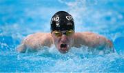 21 April 2022; Paddy Johnston of Ards SC competing in his Boys 100 metre butterfly heat during the Swim Ireland Open Championships at the National Aquatic Centre, on the Sport Ireland Campus, in Dublin. Photo by Seb Daly/Sportsfile