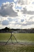 15 April 2022; A sprinkler waters the pitch before the SSE Airtricity League Premier Division match between Dundalk and Sligo Rovers at Oriel Park in Dundalk, Louth. Photo by Piaras Ó Mídheach/Sportsfile