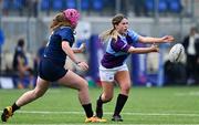 21 April 2022; Robyn O’Connor of South East in action against Blathnaid Smith of North Midlands during the Leinster Rugby Under 18 Sarah Robinson Cup Final Round match between South East and North Midlands at Energia Park in Dublin. Photo by Brendan Moran/Sportsfile