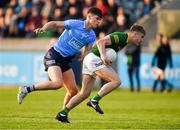 21 April 2022; Ruairi Kinsella of Meath is tackled by Theo Clancy of Dublin during the EirGrid Leinster GAA Football U20 Championship Semi-Final match between Dublin and Meath at Parnell Park in Dublin. Photo by Ray McManus/Sportsfile
