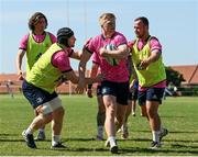 22 April 2022; Leinster players, from left, Alex Soroka, Martin Moloney, Tommy O'Brien and Ed Byrne during a Leinster Rugby Captain's Run at Northwood School in Durban, South Africa. Photo by Harry Murphy/Sportsfile