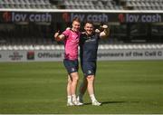 22 April 2022; Ciarán Frawley and Peter Dooley during a Leinster Rugby Captain's Run at Jonsson Kings Park Stadium in Durban, South Africa. Photo by Harry Murphy/Sportsfile