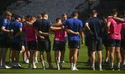 22 April 2022; Leinster players including Ciarán Frawley huddle during a Leinster Rugby Captain's Run at Jonsson Kings Park Stadium in Durban, South Africa. Photo by Harry Murphy/Sportsfile