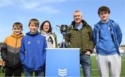 21 April 2022; The family of Sarah Robinson, from left, brothers Charlie, left, Jack, mother Majella, father David and brother Conor after the Leinster Rugby Under 18 Sarah Robinson Cup Final Round match between South East and North Midlands at Energia Park in Dublin. Photo by Brendan Moran/Sportsfile