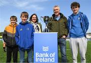 21 April 2022; The family of Sarah Robinson, from left, brothers Charlie, left, Jack, mother Majella, father David and brother Conor after the Leinster Rugby Under 18 Sarah Robinson Cup Final Round match between South East and North Midlands at Energia Park in Dublin. Photo by Brendan Moran/Sportsfile