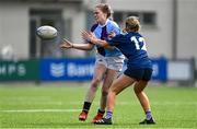 21 April 2022; Ciara Short of South East in action against Fiona Fennessy of North Midlands during the Leinster Rugby Under 18 Sarah Robinson Cup Final Round match between South East and North Midlands at Energia Park in Dublin. Photo by Brendan Moran/Sportsfile