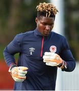 22 April 2022; Joseph Anang of St Patrick's Athletic warms up before the SSE Airtricity League Premier Division match between St Patrick's Athletic and Finn Harps at Richmond Park in Dublin. Photo by Michael P Ryan/Sportsfile