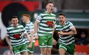 22 April 2022; Andy Lyons of Shamrock Rovers celebrates after scoring his side's first goal during the SSE Airtricity League Premier Division match between Bohemians and Shamrock Rovers at Dalymount Park in Dublin. Photo by Stephen McCarthy/Sportsfile