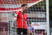 22 April 2022; Jamie McGonigle of Derry City celebrates after scoring his side's second goal during the SSE Airtricity League Premier Division match between Derry City and UCD at The Ryan McBride Brandywell Stadium in Derry. Photo by Eóin Noonan/Sportsfile