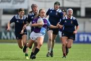 21 April 2022; Molly O’Gorman of South East makes a break during the Leinster Rugby Under 18 Sarah Robinson Cup Final Round match between South East and North Midlands at Energia Park in Dublin. Photo by Brendan Moran/Sportsfile