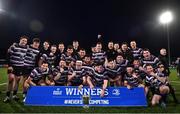 22 April 2022; Terenure College players celebrate with the cup after the Leinster Rugby Bank of Ireland Metropolitan Cup Final match between Terenure College and Clontarf at Energia Park in Dublin. Photo by Ben McShane/Sportsfile