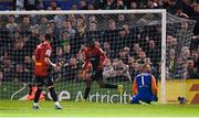 22 April 2022; Junior Ogedi-Uzokwe of Bohemians celebrates after scoring his side's first goal during the SSE Airtricity League Premier Division match between Bohemians and Shamrock Rovers at Dalymount Park in Dublin. Photo by Stephen McCarthy/Sportsfile