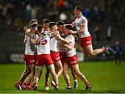 22 April 2022; Tyrone players celebrate at the final whistle after the EirGrid Ulster GAA Football U20 Championship Final match between Cavan and Tyrone at Brewster Park in Enniskillen, Fermanagh. Photo by David Fitzgerald/Sportsfile