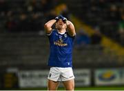 22 April 2022; Fionntán O'Reilly of Cavan reacts after missing a last minute free during the EirGrid Ulster GAA Football U20 Championship Final match between Cavan and Tyrone at Brewster Park in Enniskillen, Fermanagh. Photo by David Fitzgerald/Sportsfile