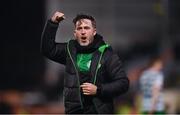 22 April 2022; Shamrock Rovers manager Stephen Bradley celebrates after the SSE Airtricity League Premier Division match between Bohemians and Shamrock Rovers at Dalymount Park in Dublin. Photo by Stephen McCarthy/Sportsfile