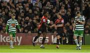 22 April 2022; Promise Omochere, left, and Conor Levingston of Bohemians celebrate their side's first goal, scored by teammate Junior Ogedi-Uzokwe, not pictured, during the SSE Airtricity League Premier Division match between Bohemians and Shamrock Rovers at Dalymount Park in Dublin. Photo by Seb Daly/Sportsfile