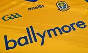 23 April 2022; A view of the sponsor logo on the Roscommon jersey during a Roscommon football squad portraits session at Dr Hyde Park in Roscommon. Photo by Brendan Moran/Sportsfile
