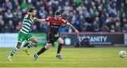 22 April 2022; Dawson Devoy of Bohemians in action against Richie Towell of Shamrock Rovers during the SSE Airtricity League Premier Division match between Bohemians and Shamrock Rovers at Dalymount Park in Dublin. Photo by Seb Daly/Sportsfile