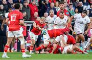 22 April 2022; Craig Casey of Munster makes a pass during the United Rugby Championship match between Ulster and Munster at Kingspan Stadium in Belfast. Photo by John Dickson/Sportsfile