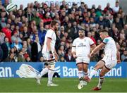 22 April 2022; John Cooney of Ulster kicks a conversion during the United Rugby Championship match between Ulster and Munster at Kingspan Stadium in Belfast. Photo by John Dickson/Sportsfile