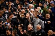 22 April 2022; Shamrock Rovers supporters celebrate after the SSE Airtricity League Premier Division match between Bohemians and Shamrock Rovers at Dalymount Park in Dublin. Photo by Stephen McCarthy/Sportsfile