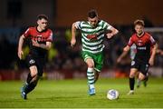 22 April 2022; Aaron Greene of Shamrock Rovers in action against Dawson Devoy of Bohemians during the SSE Airtricity League Premier Division match between Bohemians and Shamrock Rovers at Dalymount Park in Dublin. Photo by Stephen McCarthy/Sportsfile