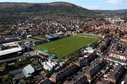 23 April 2022; An aerial view of action during the Ulster GAA Football Senior Championship Quarter-Final match between Antrim and Cavan at Corrigan Park in Belfast. Photo by Ramsey Cardy/Sportsfile