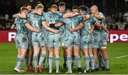 23 April 2022; Leinster players huddle before the United Rugby Championship match between Cell C Sharks and Leinster at Hollywoodbets Kings Park Stadium in Durban, South Africa. Photo by Harry Murphy/Sportsfile