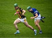 23 April 2022; Eoin Cody of Kilkenny in action against Sean Downey of Laois during the Leinster GAA Hurling Senior Championship Round 2 match between Kilkenny and Laois at UPMC Nowlan Park in Kilkenny. Photo by David Fitzgerald/Sportsfile