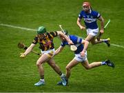 23 April 2022; Eoin Cody of Kilkenny in action against Sean Downey of Laois during the Leinster GAA Hurling Senior Championship Round 2 match between Kilkenny and Laois at UPMC Nowlan Park in Kilkenny. Photo by David Fitzgerald/Sportsfile