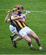 23 April 2022; Billy Ryan of Kilkenny is tackled by Fiachra C Fennell of Laois during the Leinster GAA Hurling Senior Championship Round 2 match between Kilkenny and Laois at UPMC Nowlan Park in Kilkenny. Photo by David Fitzgerald/Sportsfile