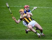 23 April 2022; Billy Ryan of Kilkenny is tackled by Fiachra C Fennell of Laois during the Leinster GAA Hurling Senior Championship Round 2 match between Kilkenny and Laois at UPMC Nowlan Park in Kilkenny. Photo by David Fitzgerald/Sportsfile