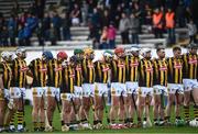 23 April 2022; Kilkenny players observe a moments silence in honour of the late Galway camogie player Kate Moran before the Leinster GAA Hurling Senior Championship Round 2 match between Kilkenny and Laois at UPMC Nowlan Park in Kilkenny. Photo by David Fitzgerald/Sportsfile