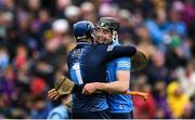 23 April 2022; Dónal Burke of Dublin celebrates with teammate Seán Brennan after the Leinster GAA Hurling Senior Championship Round 2 match between Wexford and Dublin at Chadwicks Wexford Park in Wexford. Photo by Eóin Noonan/Sportsfile