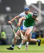23 April 2022; Gearoid Hegarty of Limerick in action against Conor Prunty of Waterford during the Munster GAA Hurling Senior Championship Round 2 match between Limerick and Waterford at TUS Gaelic Grounds in Limerick. Photo by Stephen McCarthy/Sportsfile