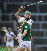 23 April 2022; Cianan Fahy of Galway in action against Jack Galvin of Westmeath during the Leinster GAA Hurling Senior Championship Round 2 match between Galway and Westmeath at Pearse Stadium in Galway. Photo by Seb Daly/Sportsfile