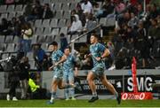 23 April 2022; Lee Barron of Leinster runs out during the United Rugby Championship match between Cell C Sharks and Leinster at Hollywoodbets Kings Park Stadium in Durban, South Africa. Photo by Harry Murphy/Sportsfile