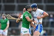 23 April 2022; Conor Prunty of Waterford and Darragh O'Donovan of Limerick tussle during the Munster GAA Hurling Senior Championship Round 2 match between Limerick and Waterford at TUS Gaelic Grounds in Limerick. Photo by Stephen McCarthy/Sportsfile