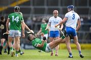 23 April 2022; Conor Prunty of Waterford and Darragh O'Donovan of Limerick tussle during the Munster GAA Hurling Senior Championship Round 2 match between Limerick and Waterford at TUS Gaelic Grounds in Limerick. Photo by Stephen McCarthy/Sportsfile