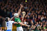 23 April 2022; Aaron Gillane of Limerick in action against Conor Gleeson of Waterford during the Munster GAA Hurling Senior Championship Round 2 match between Limerick and Waterford at TUS Gaelic Grounds in Limerick. Photo by Stephen McCarthy/Sportsfile